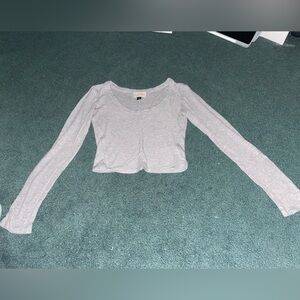Gray Long Sleeve Crop Top